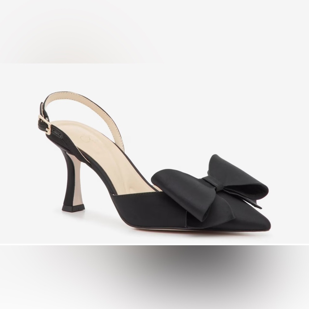 Jessica Simpson Black Bow Slingback Heels 9 EUC